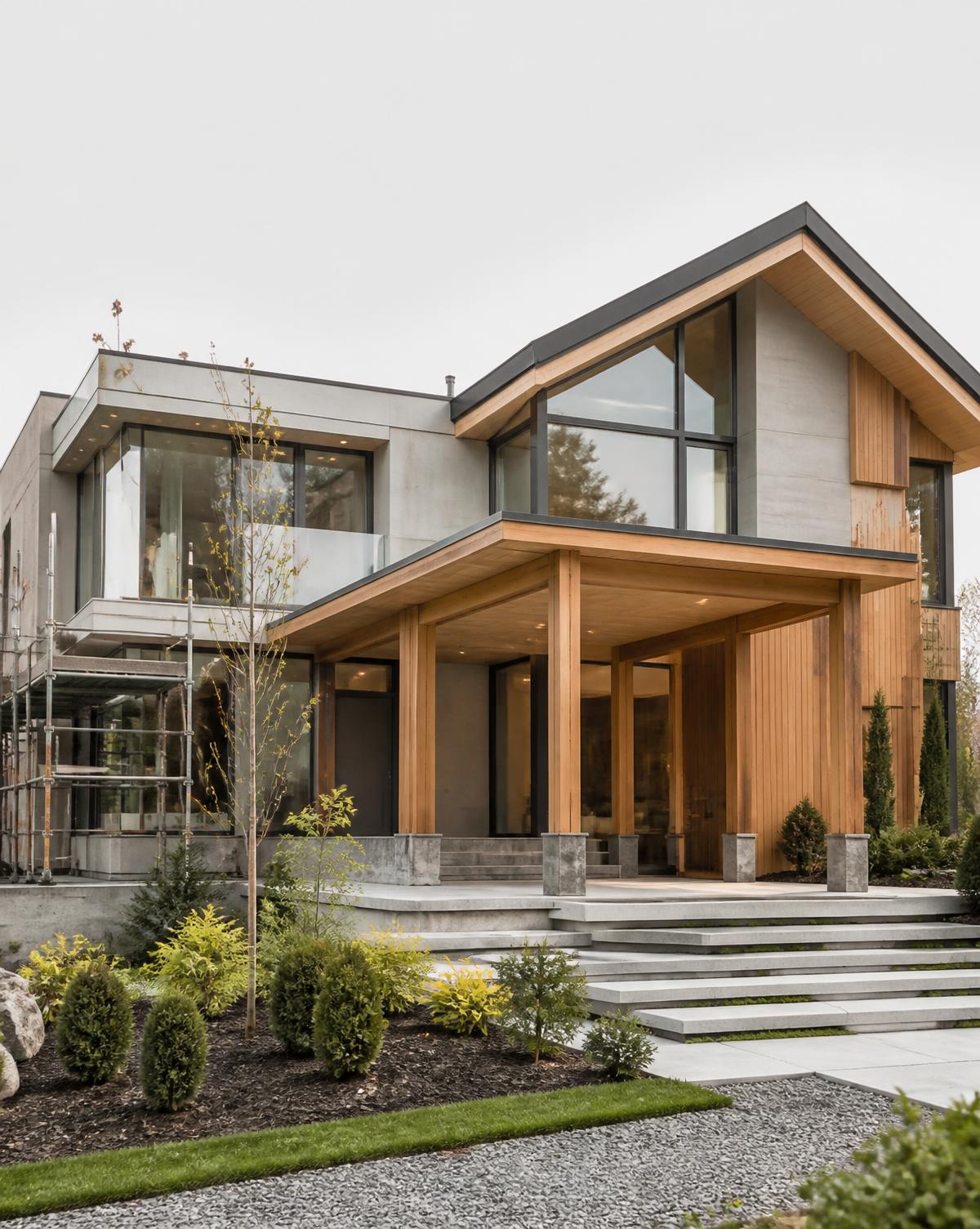 Modern home renovation with timber and concrete details